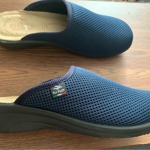 Flyflot navy mules. Made in Italy. Shock resistant size 38 or size 7 1/2